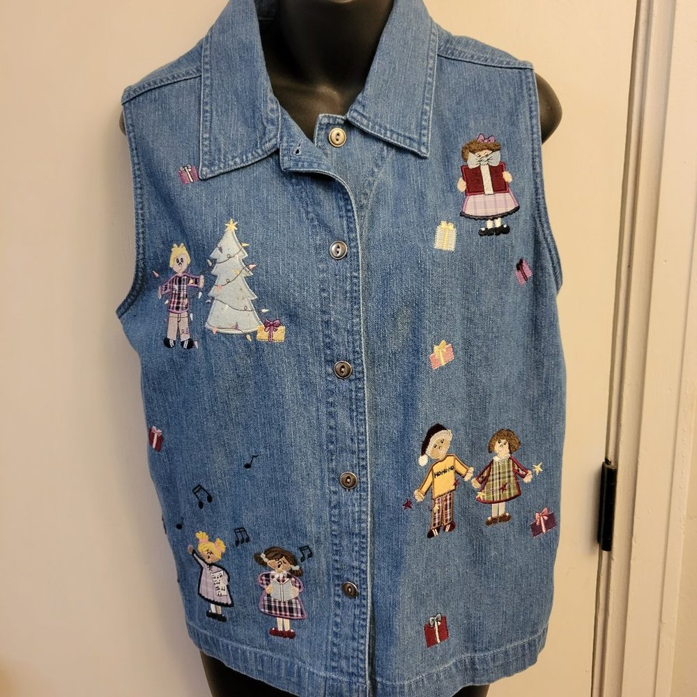 Christopher and Banks Christmas Jean Vest